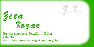 zita kozar business card